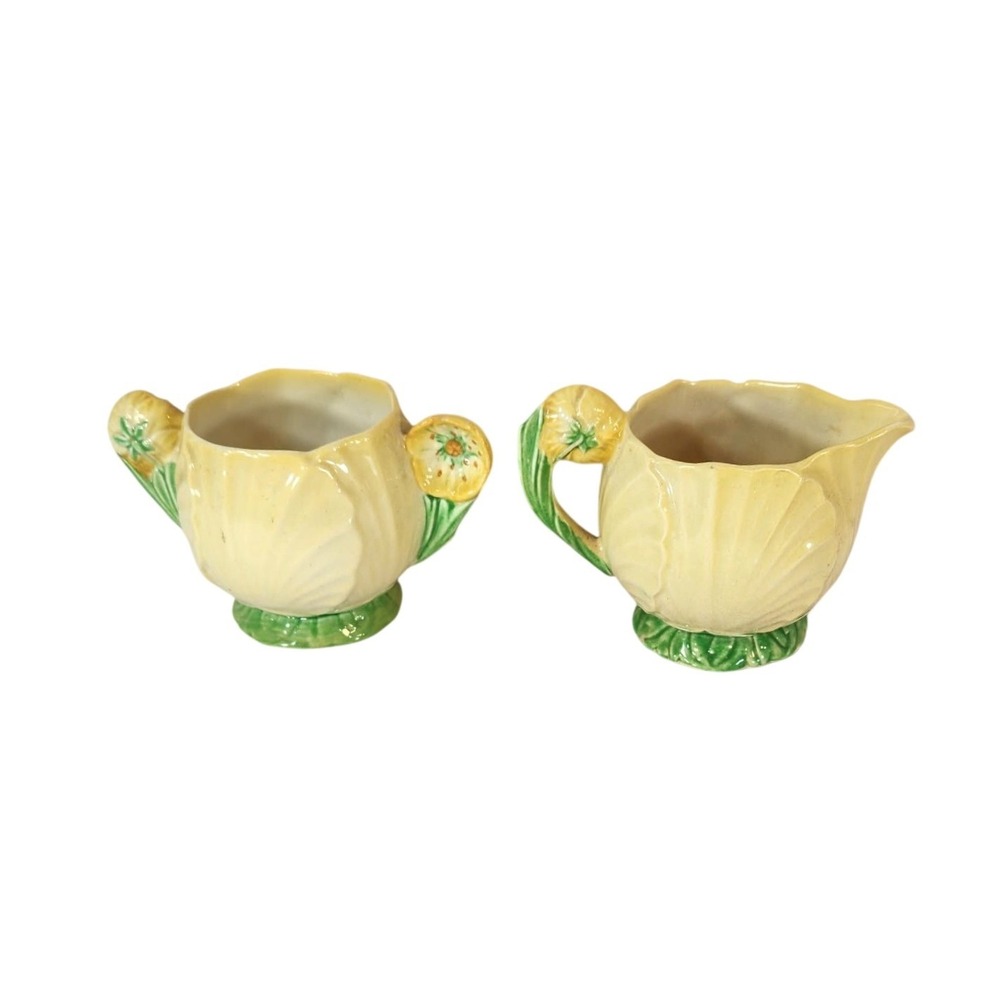 Carlton‎ Ware Creamer & Sugar Bowl Yellow Leaves Buttercups Porcelain Australian